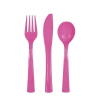 Plain Hot Pink Plastic Cutlery 18pkt