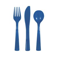 Plain Royal Blue Plastic Cutlery 18pkt