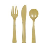 Plain Gold Plastic Cutlery 18pkt
