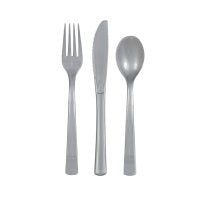 Plain Silver Plastic Cutlery 18pkt