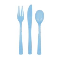 Plain Powder Pale Blue Plastic Cutlery 18pkt