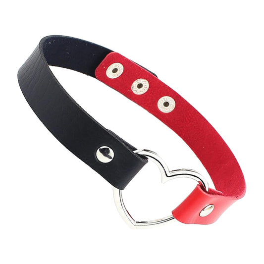 Stud Heart Choker Red and Black Necklace