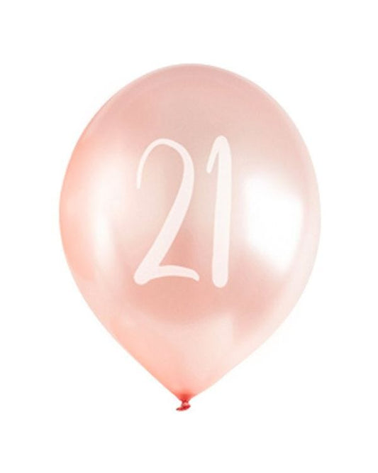 Age 21 Latex Balloon Rose Pink - 6 Pack