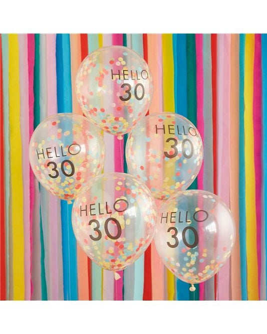 Age 30 Latex Balloon Coloured Confetti - 5 Pack