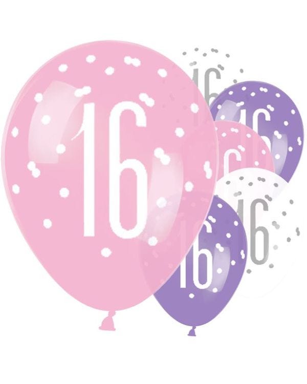 Age 16 Latex Balloon Dots - 6 Pack