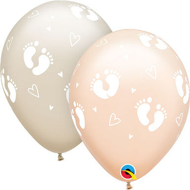 Baby Feet Neutral 11" Latex Balloons 25 Pack (also available in singles)