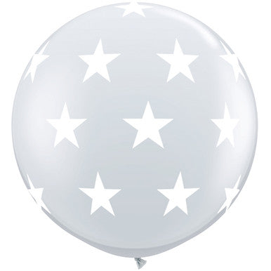 3ft Clear and White Heart Latex Balloon
