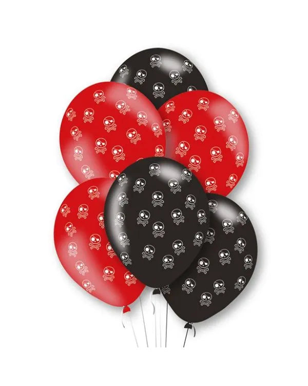 Pirate Multi Skull 11'' Latex Balloons 6 Pack