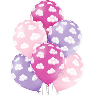 Clouds Pinks and Purple 11" Latex Balloons 6 Pack