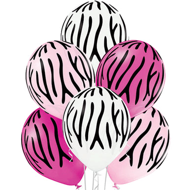 Party Zebra Print Latex Balloons 50/ 6 Pack (also available in singles)