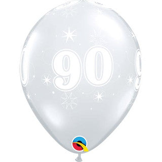 Age 90 Latex Balloon Clear - 25 Pack (Available in Singles)
