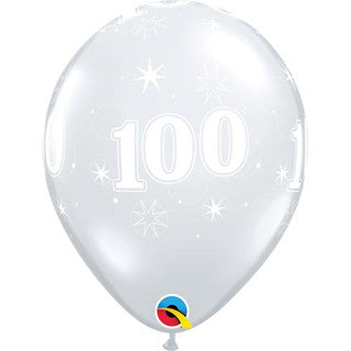 Age 100 Latex Balloon Clear - 25 Pack (Available in Singles)