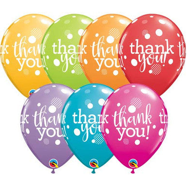 Thank You Bright 11" Latex Balloons 25 Pack (also available in singles)