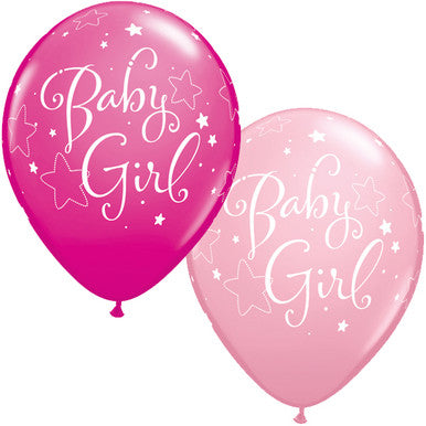 Baby Girl 11" Latex Balloons 25/ 6 Pack (also available in singles)