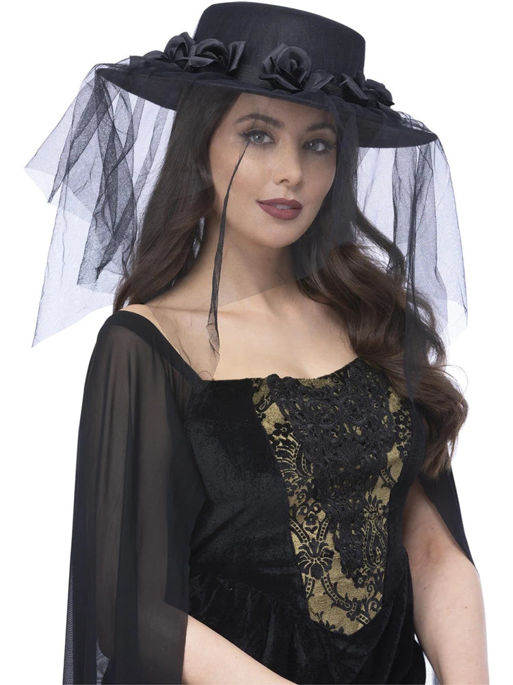 Gothic Widow Funeral Hat