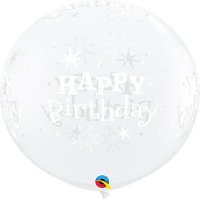 Happy Birthday Clear Starburst 3ft Latex Balloon - 2 Pack (also available in Singles)