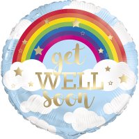 Get Well Soon Rainbow and Clouds 18" Foil Balloon