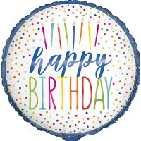 Happy Birthday Confetti Candles 18" Foil Balloon