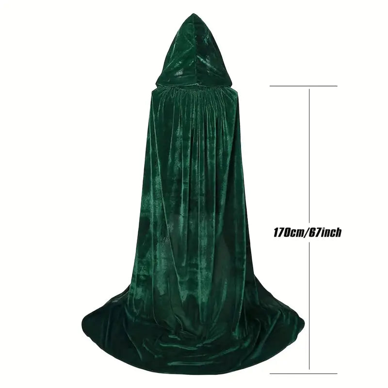 Adult Velvet Hooded Cape Green