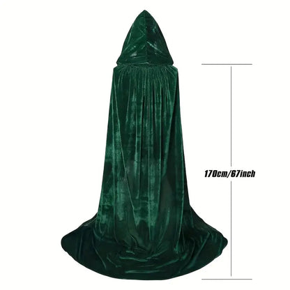 Adult Velvet Hooded Cape Green