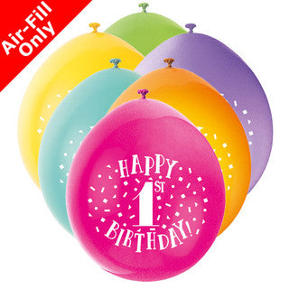 Age 1 Airfilled Only Latex Balloons - 10 Pack