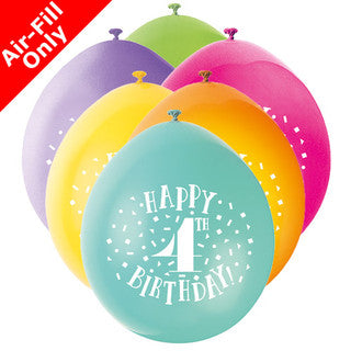 Age 4 Airfilled Only Latex Balloons - 10 Pack