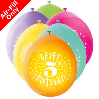 Age 5 Airfilled Only Latex Balloons - 10 Pack