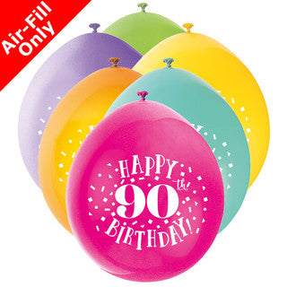 Age 90 Airfilled Only Latex Balloons - 10 Pack