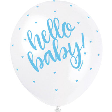 Hello Baby Dots Blue 11" Latex Balloons 6 Pack