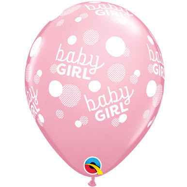 Baby Girl Dots 11" Latex Balloons 25 Pack (also available in singles)