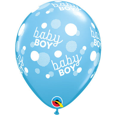 Baby Boy Dots 11" Latex Balloons 25 Pack (also available in singles)