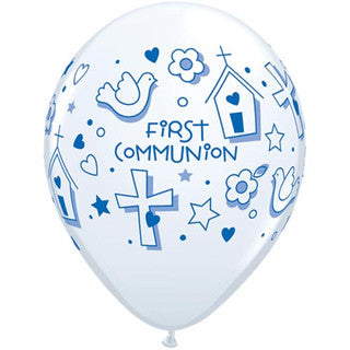 First Communion Blue 11" Latex Balloons 25 Pack (also available in singles)