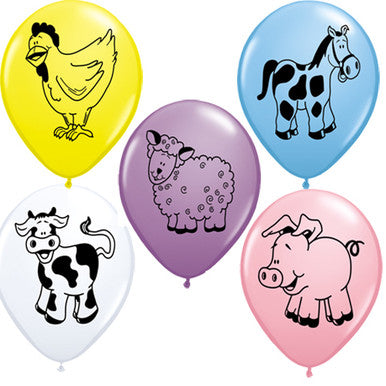 Farm Animals 11'' Latex Balloons 25 Pack (also available in singles)