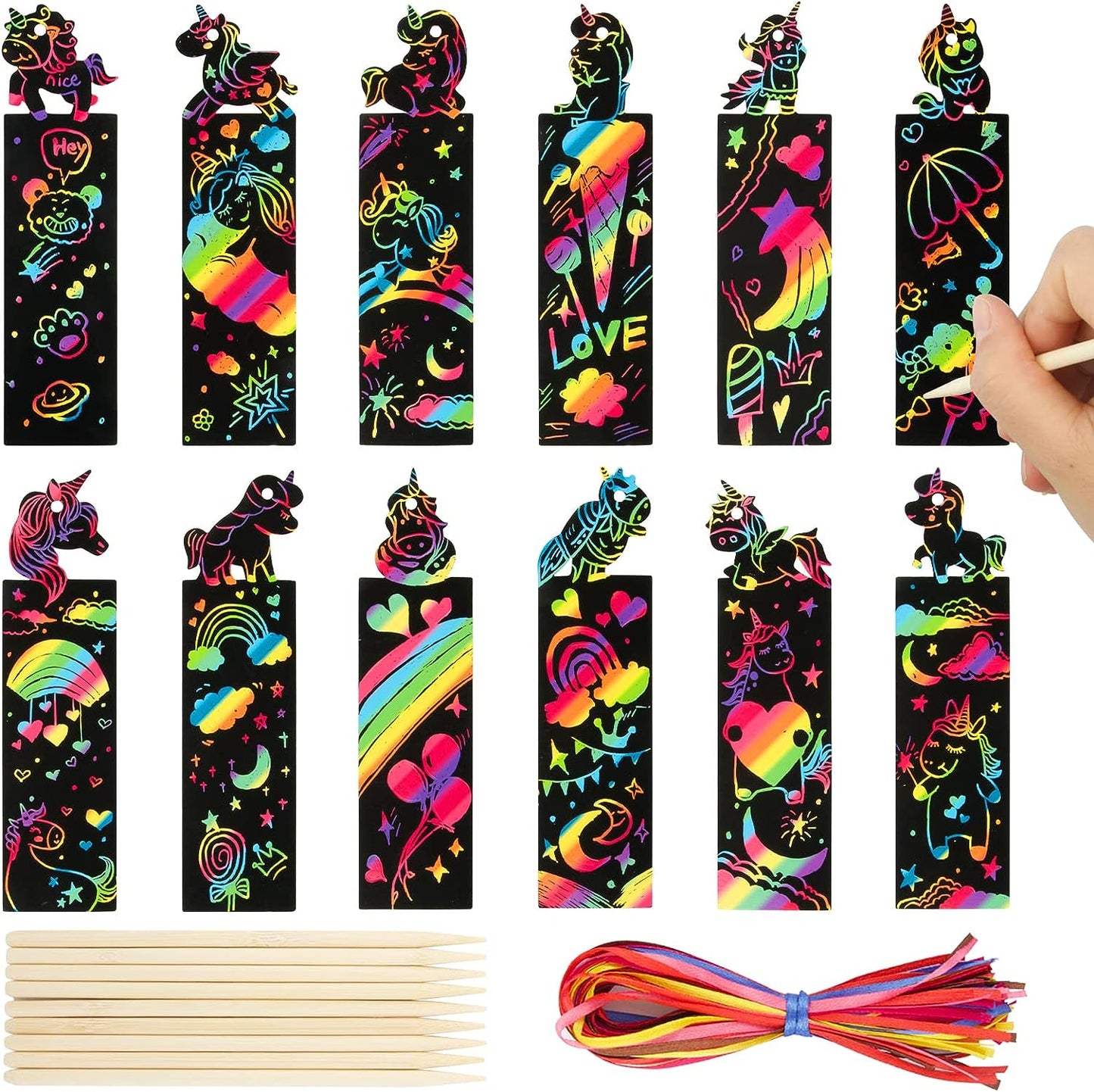 Mini Unicorn scratch art bookmark