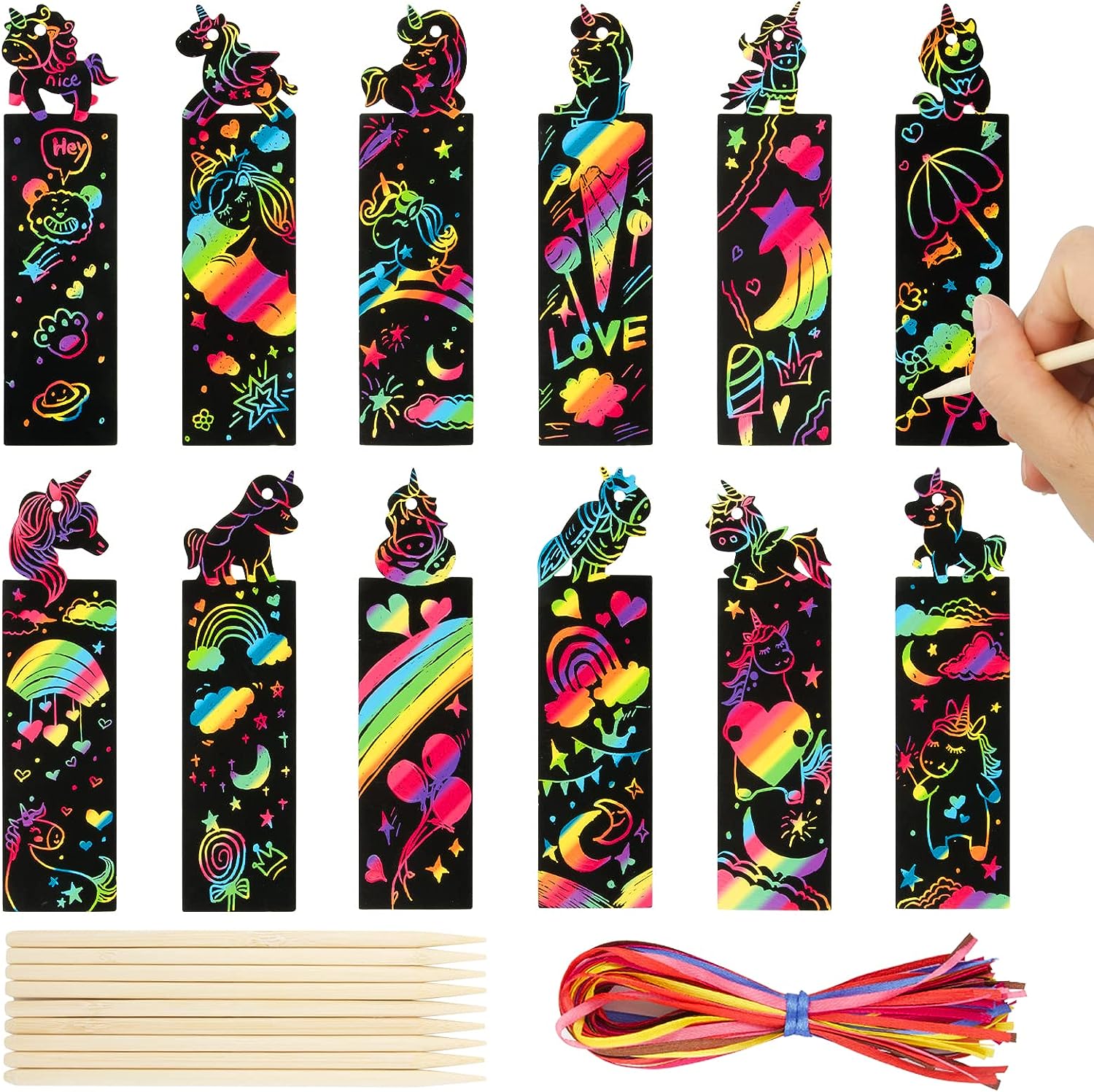 Mini Unicorn scratch art bookmark
