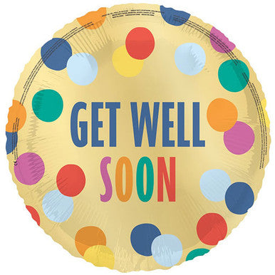 Get Well Soon Gold With Dots 18" Foil Balloon
