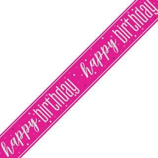 Happy Birthday Glitz Bright Pink Banner