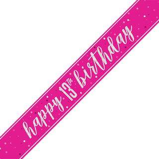 Happy 13th Birthday Glitz Pink Banner