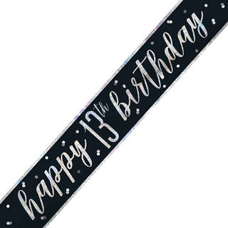 Happy 13th Birthday Glitz Black Banner