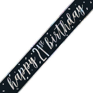 Happy 21st Birthday Glitz Black Banner