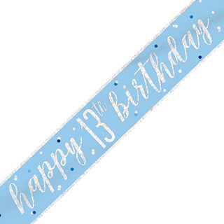 Happy 13th Birthday Glitz Blue Banner
