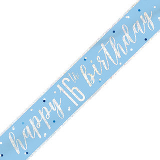 Happy 16th Birthday Glitz Blue Banner