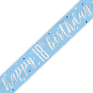 Happy 18th Birthday Glitz Blue Banner