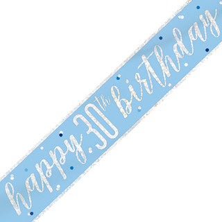 Happy 30th Birthday Glitz Blue Banner