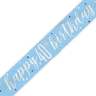 Happy 40th Birthday Glitz Blue Banner