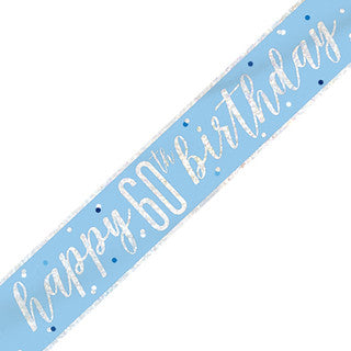 Happy 60th Birthday Glitz Blue Banner