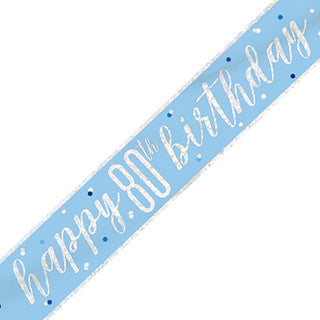 Happy 80th Birthday Glitz Blue Banner