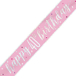 Happy 40th Birthday Glitz Pink Banner