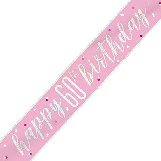 Happy 60th Birthday Glitz Pink Banner