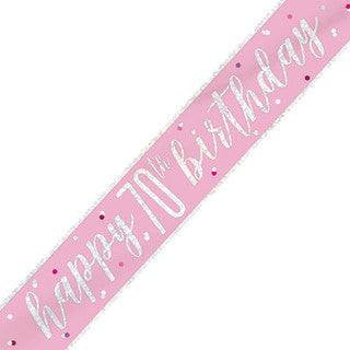 Happy 70th Birthday Glitz Pink Banner
